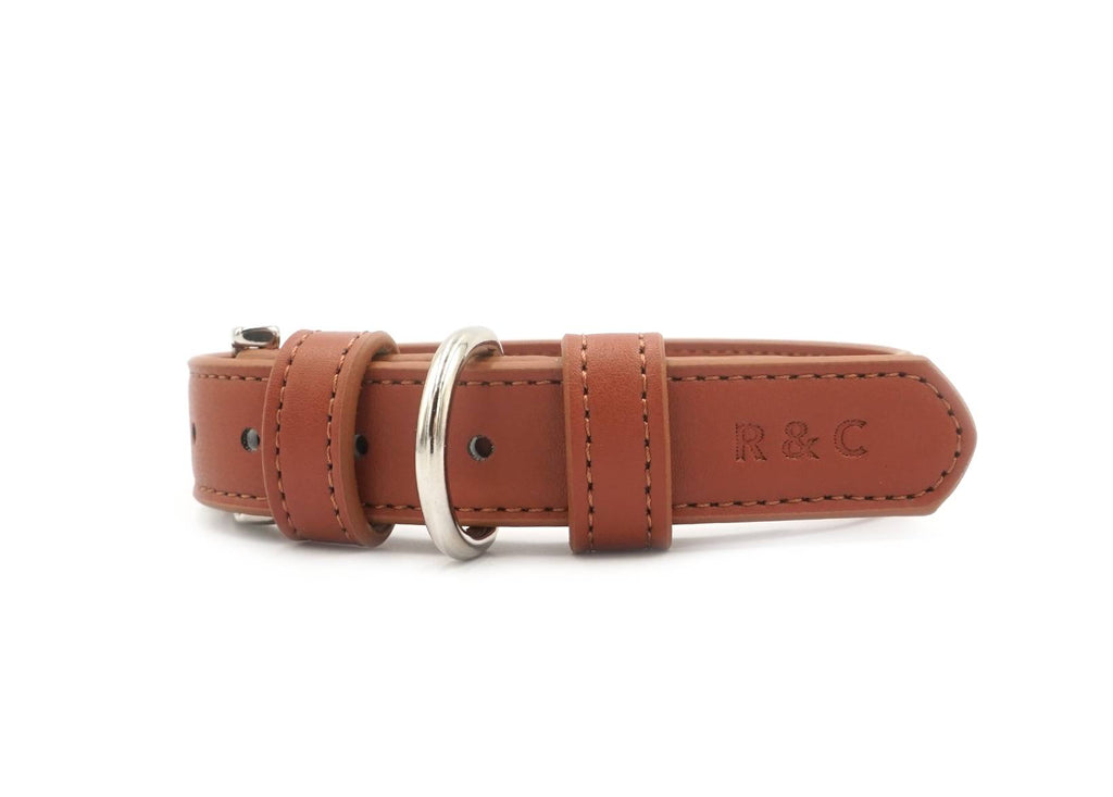 Luxury Vegan Leather Dog Collar | Eco-Friendly, Water-Resistant | Brown