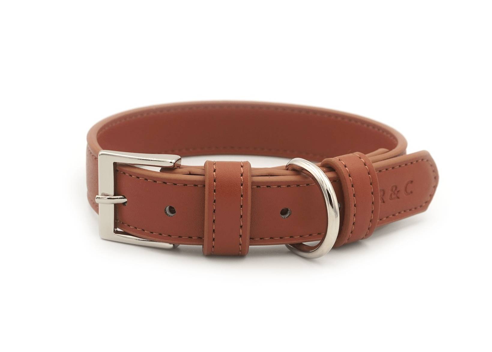 Luxury Vegan Leather Dog Collar | Eco-Friendly, Water-Resistant | Brown