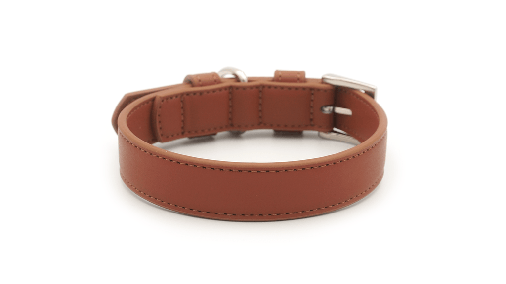 Luxury Vegan Leather Dog Collar | Eco-Friendly, Water-Resistant | Brown