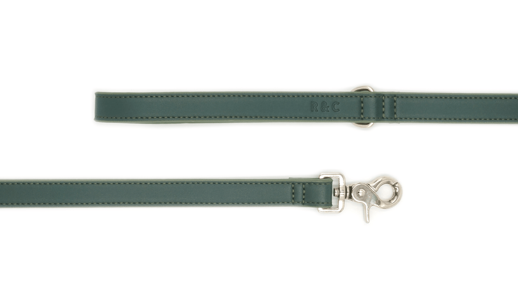 Luxury Vegan Leather Dog Lead | Eco-Friendly, Water-Resistant | Green | 110cm