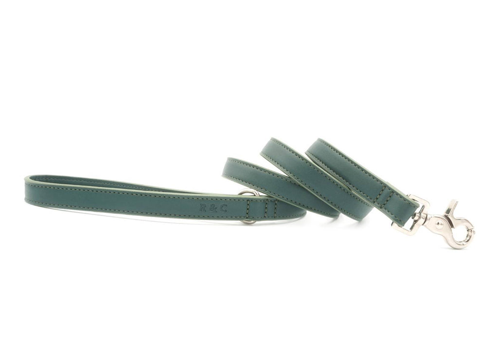 Luxury Vegan Leather Dog Lead | Eco-Friendly, Water-Resistant | Green | 110cm